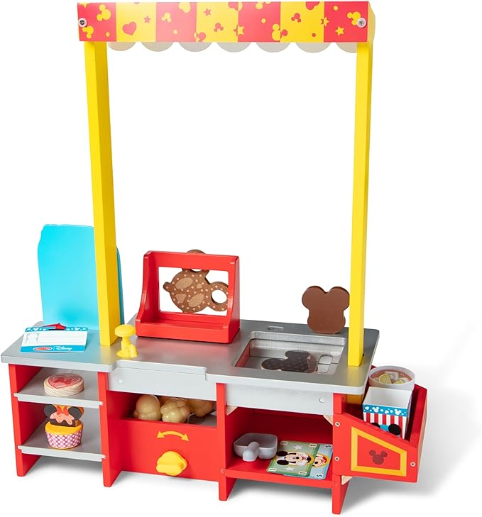 Melissa & Doug Disney Snacks & Popcorn Wooden Pretend Play Food Counter – 33 Pieces - FSC-Certified Materials