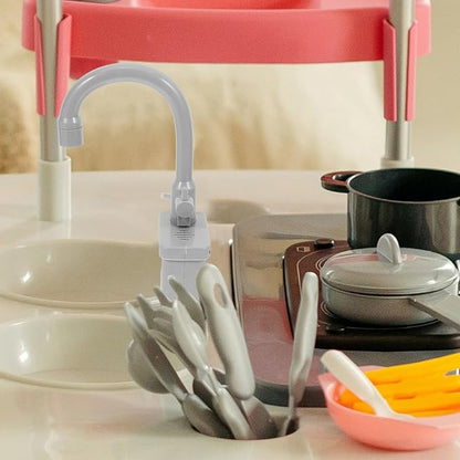 TOYANDONA Kids Toy Kitchen Sink Faucet Replacement, Fake Faucet Pretend Play Sink Running Water Playing House Toys for Toddlers 2-4 Years Grey Kids Toy Kitchen Sink Faucet Set