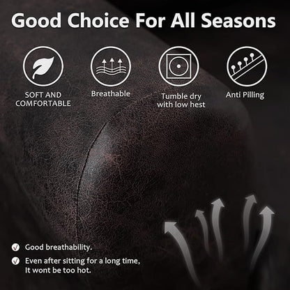 Loveseat Recliner Slipcover Large Size Oversized - 6 Pieces Stretch Leather Like Recliner Sofa Cover for 2 Seat Dual Reclining Loveseat Couch Furniture Protector (Chocolate)