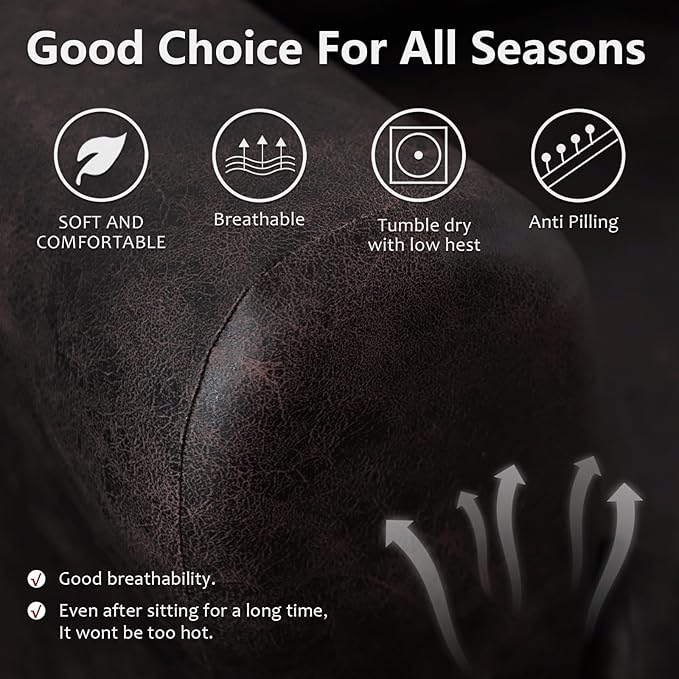 molasofa Recliner Sofa Covers - 8 Pieces Stretch Leather Like Large Couch Covers for 3 Seats Reclining Slipcovers Soft Jacquard Pattern Furniture Protector with Elastic Bottom (Chocolate)