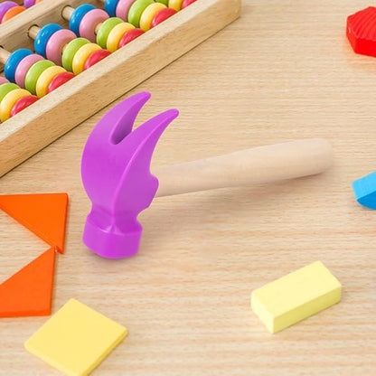 Fowecelt Wooden Hammer Toys Simulation Hammers Maintenance Tools Educational Toys for Kids Birthday Party Games Supplies (Purple)