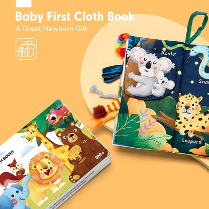 hahaland Baby Books 0-6 Months,Infant Tummy Time Toy Sensory Toys 6 to 12 Months Touch Feel Book Travel Toy Gifts for Boy Girl 0-3 Month Baby Shower Birthday Easter Basket Stuffers (Single)