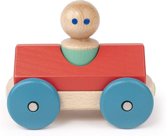 3 Piece Tegu Magnetic Racer Building Block Set, Poppy