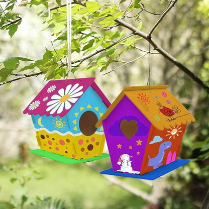 hapray 4 Pack Bird House Crafts for Kids Ages 5-8 8-12, Buildable DIY Birdhouse Kit for Children to Build, 3+ Summer Arts and Craft Projects with Paint, Boy Girl Gift Christmas