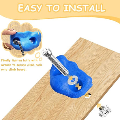 OSPNIEEK 20 PCS Rock Climbing Holds for Kids, Adult Rock Wall Climbing Kit with Handles and Mounting Hardware, Multi-Colored Climbing Wall Grips for Indoor and Outdoor Playground Accessories Play Set