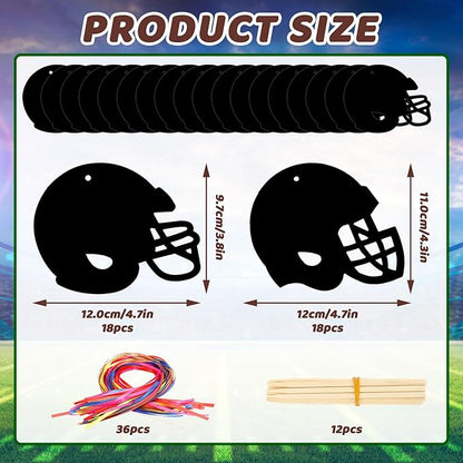 JULMELON 36 PCS Football Crafts for Kids, Rainbow Scratch Paper Art for Kids Football Party Favors Football Helmet Scratch Off Cards for Football Themed Birthday Party Supplies School Activities
