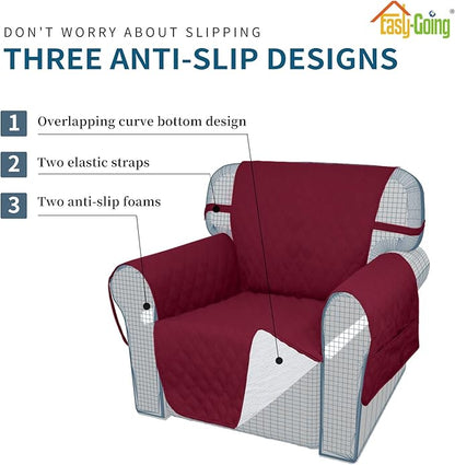 Easy-Going Sofa Slipcover Oversized Sofa Cover Waterproof Couch Cover Furniture Protector Cover Pets Covers Washable Non-Slip Fabric Pets Kids Children Dog Cat (Oversized Sofa, Wine)