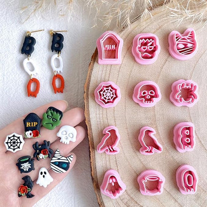 KEOKER Halloween Clay Cutters - 12 Shapes Polymer Clay Cutters for Jewelry & Earrings