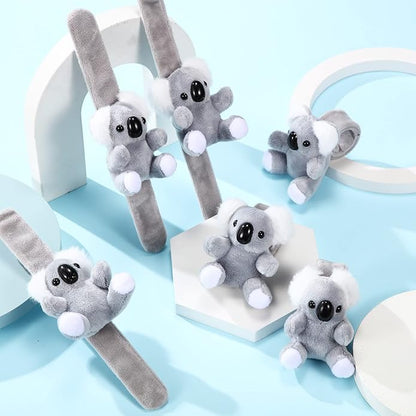 Lenwen 8 Pcs Stuffed Animal Slap Bracelets for Kids Plush Animals Slap Bracelets Bulk Cute Tiger Giraffe Turtle Koala Bracelets Wrist Animals for Girls Boys Valentine's Day Party