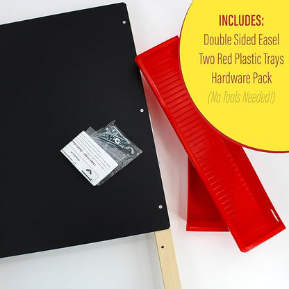 Flipside Products Child's Black Chalkboard and White Dry Erase Easel, Kids Foldable, Drawing in Classroom, Whiteboard