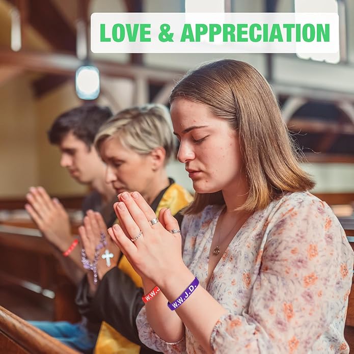 Jadive 20 Pcs WWJD Rubber Bracelets What Would Jesus Do Silicone Wristbands for Women Men Jesus WWJD Inspirational Bracelet Motivational Bracelet Religious Christian Party Favors Gifts