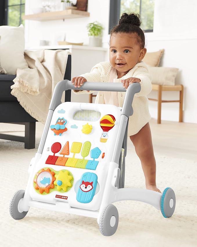 Skip Hop Baby Walker Explore & More 4-in-1 Toy Walker and Skip Hop Baby Toy Guitar Farmstand Grow & Play Rock-A-Mole Guitar