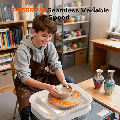 Pottery Wheel for Kids, Teens & Adults - 7" Professional Ceramic Machine with Adjustable Speed & Removable Tray, DIY Complete Clay Art Kit with Tools, Toys for Beginners, Artists & Hobbyists