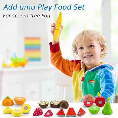 Cutting Fruit Set - Wooden Play Food Kitchen Accessory, Multi - Pretend Play Accessories, Wooden Cutting Fruit Toys for Toddlers and Kids Ages 3+