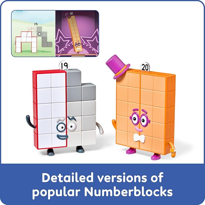 hand2mind Numberblocks Friends Nineteen and Twenty Figure Pack, Number and Counting Toys for Toddlers, Play Figure Playsets, Small Figurines for Kids, Kindergarten Math and Pretend Play Toys