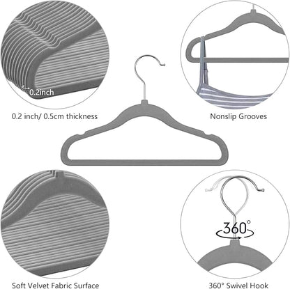 GoodtoU Kids Velvet Hangers,30 Pack Baby Hangers for Closet Non Slip Velvet Clothes Hangers Coat Hangers for Toddler Children Infant Hanger (Dark Grey 30Pack)