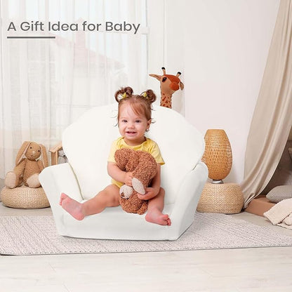 COSYLAND Kids Sofa for Toddler, 2-in-1 Folding and Expandable Soft Chair Bed Toddlers,Convertible Sofa to Lounger Sleeper Chair Bed for Girls and Boys,Wool White