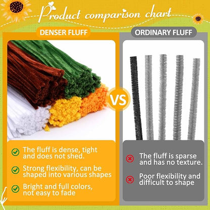 Peryiter 500 Pieces Pipe Cleaners Chenille Stems 12 Inch Craft Supplies Bulk for DIY Art and Craft Projects Creative Gift Wrapping Party Decorations(Sunflower Color,12 Inch)