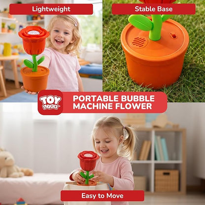 TOY Life Rose Bubble Machine with LED Lights and Music, Automatic Bubble Maker for Indoor Outdoor Birthday Parties, Easter, Wedding, Portable Battery Operated Bubbles Blower Gift for Girls Boys