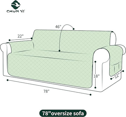 CHUN YI Oversized Couch Cover, Water Resistant Sofa Cover Slipcover for 4 Cushion Sofa, Washable with Adjustable Strap Storage Pocket for Living Room Dog Pet (Oversized Sofa, Chocolate)