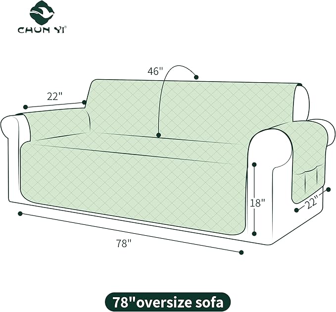 CHUN YI Oversized Couch Cover, Water Resistant Sofa Cover Slipcover for 4 Cushion Sofa, Washable with Adjustable Strap Storage Pocket for Living Room Dog Pet (Oversized Sofa, Navy)