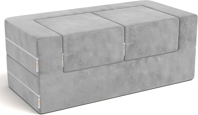 Jaxx Zipline Modular Kids Loveseat & Ottomans/Fold Out Lounger, Platinum