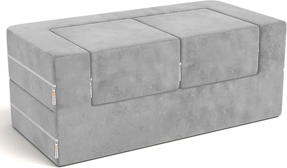 Jaxx Zipline Modular Kids Loveseat & Ottomans/Fold Out Lounger, Platinum