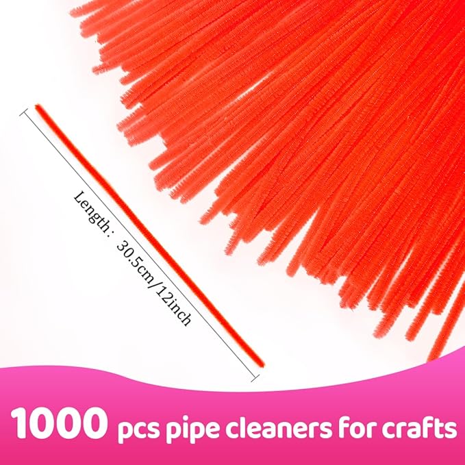 Praisebank 1000pcs Orange Pipe Cleaners, Pipe Cleaners, Pipe Cleaners for Crafts.
