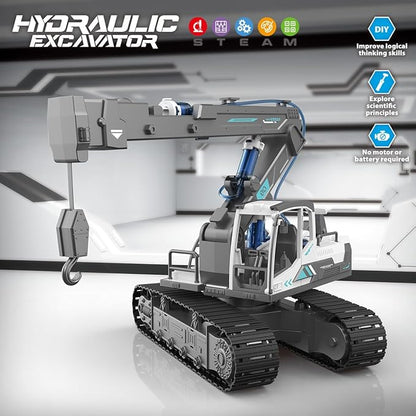 Hydraulic Power Crane Building Block Assembly Toy Set - Educational Science Experiment Kit,STEM Toys for Boys Age 8-12,Rich Operability＆Realistic Appearance