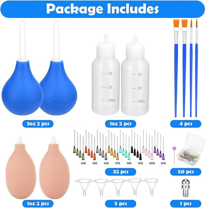 98 PCS Pottery Tools Supplies Precision Tip Applicator, Clay Slip Trailing Bottles with Needles Glaze Brushes, Ceramic Tool Set with Squeeze Graduated Bottle for Glaze