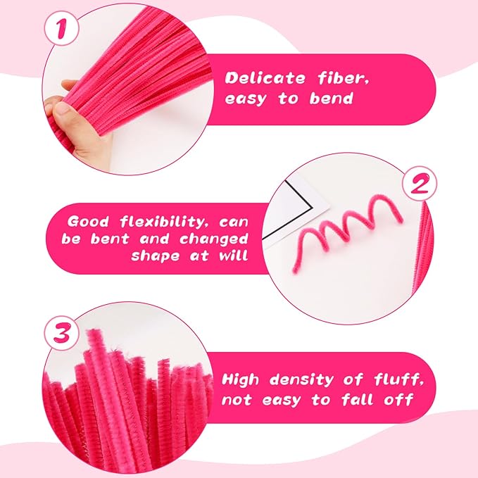 100Pcs Pipe Cleaners, Pipe Cleaners Craft, Chenille Stems Creative Craft Pipe Cleaners for Festivals Flower Making, Crafting Pipe Cleaners for DIY Decorations/Rose