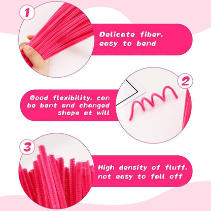 100Pcs Pipe Cleaners, Pipe Cleaners Craft, Chenille Stems Creative Craft Pipe Cleaners for Festivals Flower Making, Crafting Pipe Cleaners for DIY Decorations/Rose