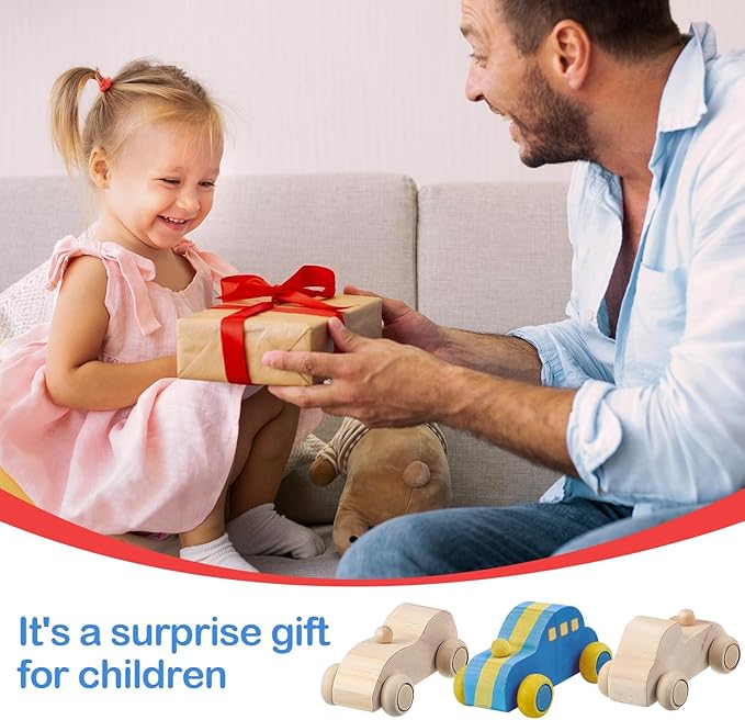 clothmile 6 Pieces DIY Wood Car Toys Unfinished Wooden Cars Toys Wooden Painting Blocks Crafts Kits for Christmas School Students Home Activities Craft Projects Easy Woodworking and Family Time Set