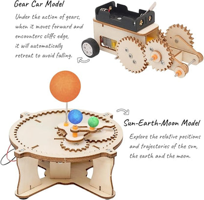 STEM Toys for Kids Ages 8-12, Wood Crafts Building Kits for Boys 6-8, Science Experiment Projects by Wooden 3D Puzzles Engineering Model Kit for 7+ 8 9 10 12 14 Years Old