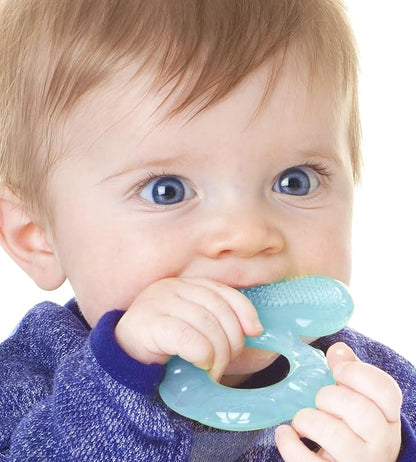 Nuby Silicone Teethe-EEZ Teether with Bristles, Includes Hygienic Case, Aqua (Pack of 1)