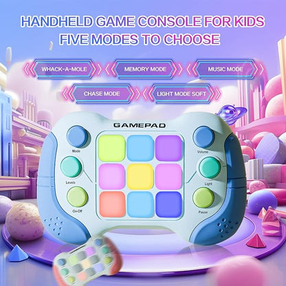 Christmas Fast Push Game Fidget Toys Handle, Upgraded Flashing Quick Press Games Pro for Kids, Speed Push Light Up Fidget Game, Educational Handheld Console Gamepad Toy for Boys, Girls (Blue)