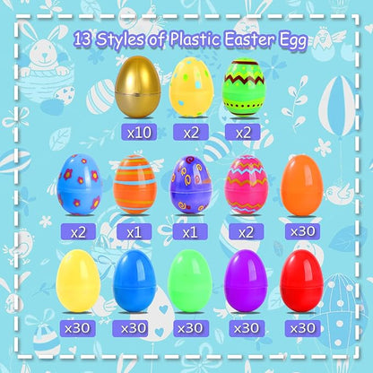 200 Pcs Prefilled Easter Eggs with Toys Inside,Easter Basket Stuffers Gifts in Surprise Eggs,Easter Toys Bulk,Easter Egg Hunt,Prizes Classroom Events,Easter Gifts Bulk,Eggs Fillers,Easte Party Favors