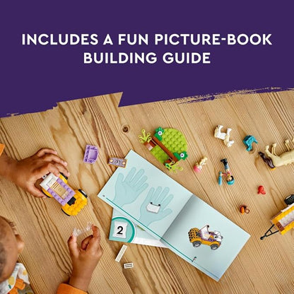 LEGO Friends Horse and Pony Trailer Playset, Building Toy for Kids, Creative Play Gift with Liann and Zoya Characters and 2 Animal Figures, Toy for 4 Year Olds and Up, 42634