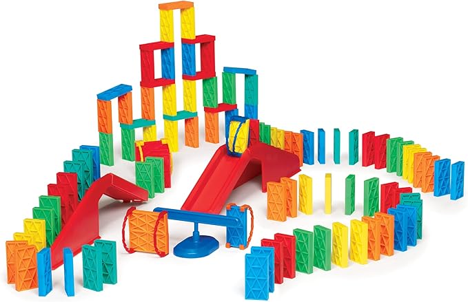 Bulk Dominoes Kinetic Domino Kit | Dominoes Set, STEM STEAM Small Toys, Family Games for Kids, Kids Toys and Games, Building, Toppling, Chain Reaction Sets (118pc)