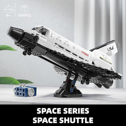 TYCOLE City Space Shuttle Building Toy Set -Translucent Classic Spaceship Building Block Kit with Stretchable Satellite Model,Home or Office Decor,Christmas Birthday Gift for Adults&Kids 8-12 (536PCS)