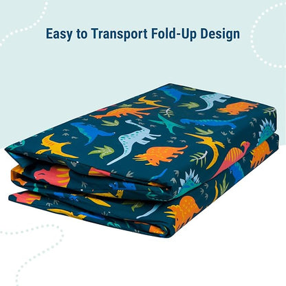 Wildkin Kids Nap Mat Cover for Boys & Girls, Sewn-in Flap Design Rest Mat Cover, Perfect for Preschool & Daycare, Fits our Vinyl Nap Mat up to 1.5 Inches Including Basic Sleep Mat (Jurassic Dinosaurs)