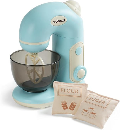 ROBUD Toy Blender, Toy Mixer with Bowl, Flour and Suger, Kids Play Kitchen Accessories, Pretend Play Kitchen Appliance for Kids with Realistic Light and Sound, Boys & Girls Toys Ages 3+