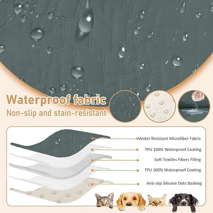 XINEAGE 100% Waterproof Recliner Chair Covers with Elastic Straps, Nonslip Reclining Couch Covers Washable Recliner Couch Cover with Pockets Furniture Protector for Pets Dogs (Dark Gray, 25")