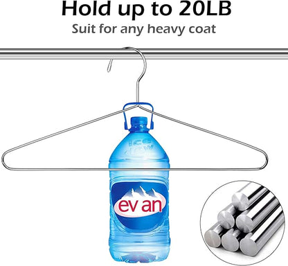 KEETDY 50 Pack Metal Hangers Coat Hangers Heavy Duty Stainless Steel Clothes Hanger for Closet Clothing Shirt Suit Pant 16.4 Inch