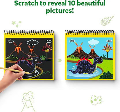 Skillmatics Magical Scratch Art Book for Kids - Dinosaurs, Craft Kits & Supplies, DIY Activity & Stickers, Gifts for Toddlers, Girls & Boys Ages 3, 4, 5, 6, 7, 8, Travel Toys