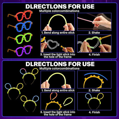 Glow in the Dark Party Supplies,243pcs Glow Party Favors Light Up Toys with Glasses Hair Clips Rave Accessories,100 Glow Sticks Bulk,for Glow Party Raves Birthday
