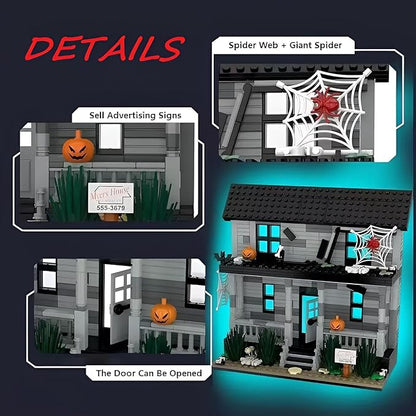 Horror Movie Figure & Haunted House Building Blocks Kits, Halloween Decor Compatible with Lego, Creative Toy & Collectible, Present for Adults and Fans
