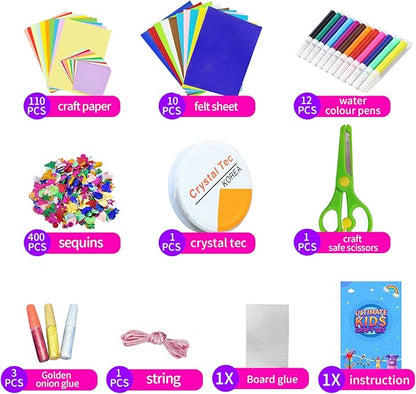 Itopstar 3000 Kids Arts and Crafts Supplies for Kids Girls Crafting Supply in 3 Layered Plastic Art Box All in One Kids Ages 4 5 6 7 8 9 10 11 & 12 Year Old Girls & Boys Crafting Supply Set