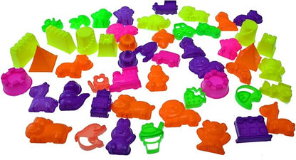 50 Piece Deluxe Sand Molds Set - Safari Animals, Mini Castles and Geometric Shapes (Sand not Included) Any Molding Sand