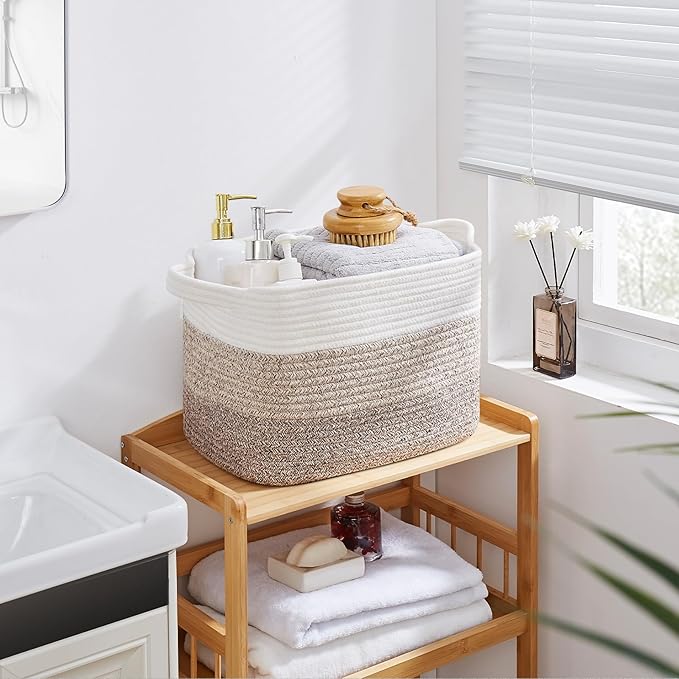 OIASKET Storage Basket for Organizing, Woven Baskets for Storage, Rectangle Decorative Baskets for Shleves, Closet, Toys, Book, Nursery Organizer Bins - Pack of 3 (Gradient Yellow, 15.75"x11.8"x9.85")